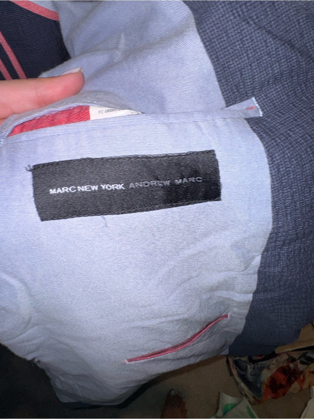 Andrew Marc Textured Navy Sport Coat - Picture 3 of 4
